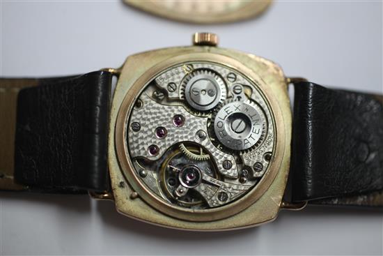 A 1920s? 9ct gold Rolex manual wind wrist watch, retailed by Asprey,